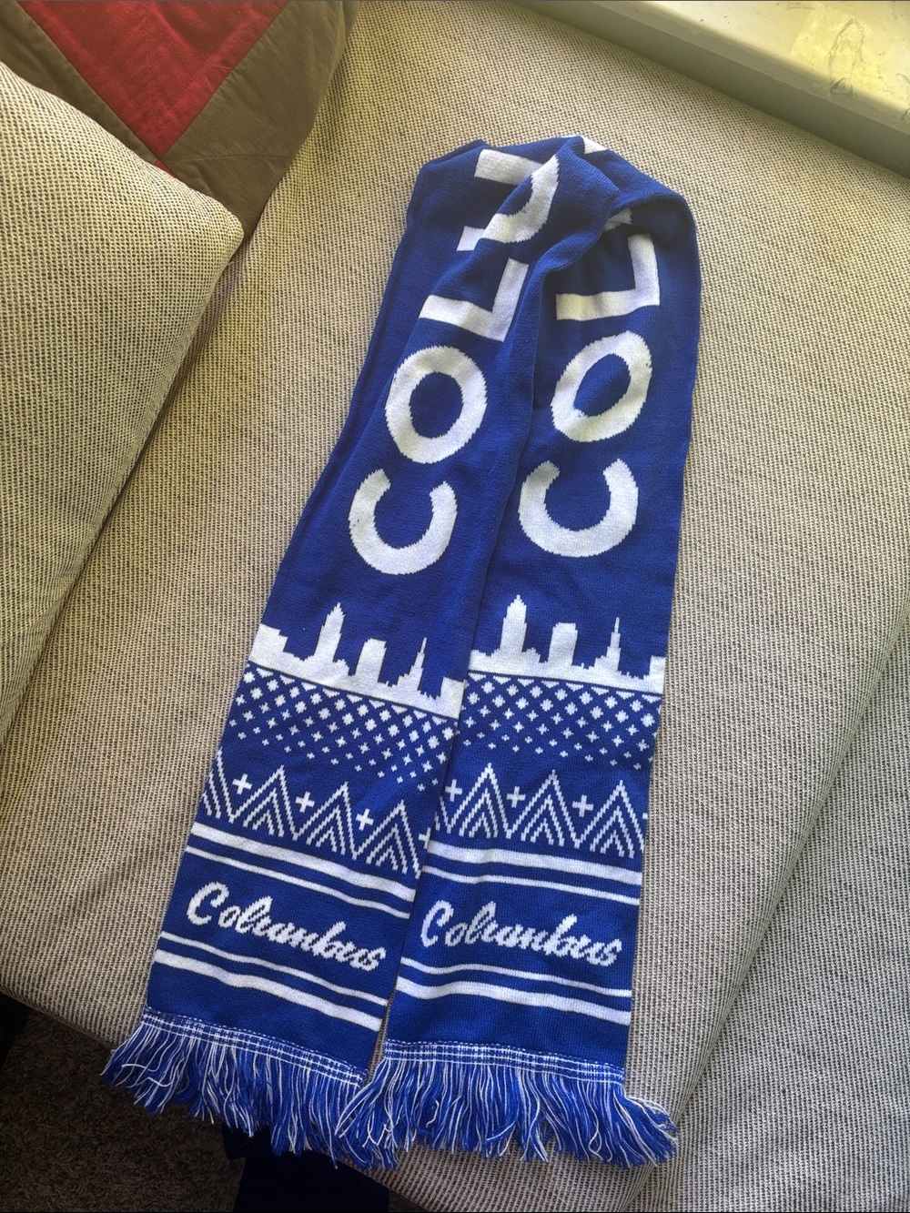 Columbus Blue and White Team Scarf